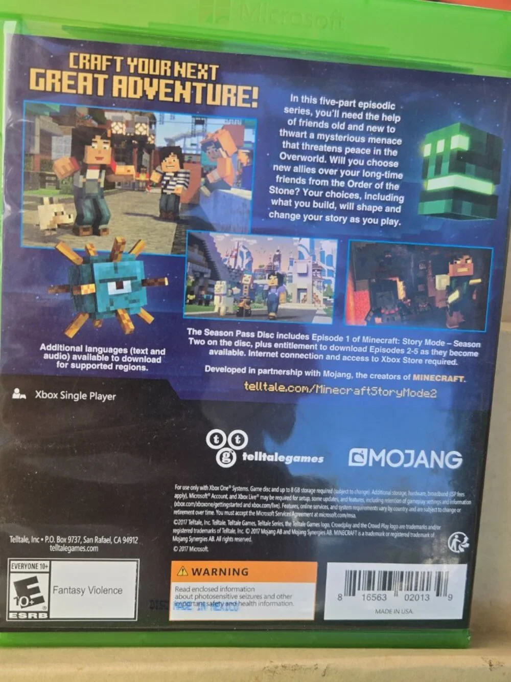 Minecraft: Story Mode Season Two (Microsoft Xbox One, 2017) plus 5 More Games!